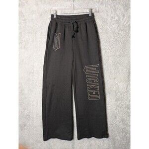 Wicked Elphaba Glinda Rhinestones Black Wide Leg Sweatpants XXS NWOT